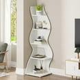 thumbnail image 4 of Tribesigns Corner Shelf, Modern 5-Tier Corner Bookshelf, Stylish Corner Bookcase Plant Stand (White), 4 of 8