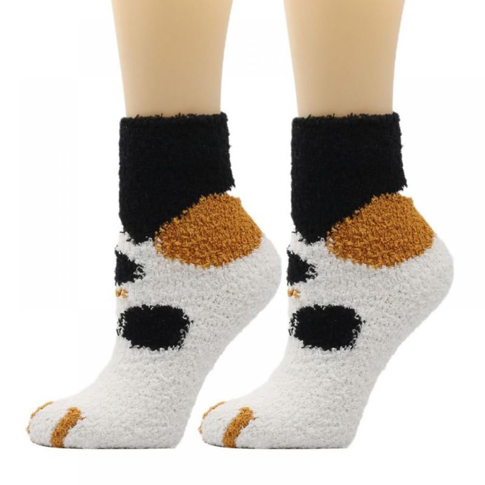with coral fleece socks super soft plush leisure socks Women Girls Cat paw sleeping socks Fuzzy Winter Warm Indoors Slipper Cute Socks comfortable fashion accessories