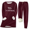 thumbnail image 2 of Wiyuqeen Women Fleece Lined Lounge Set Fall Winter 2 Piece Loungewear Soft Warm Fuzzy Pajamas Long Sleeve Tops with Pants Sets, 2 of 8