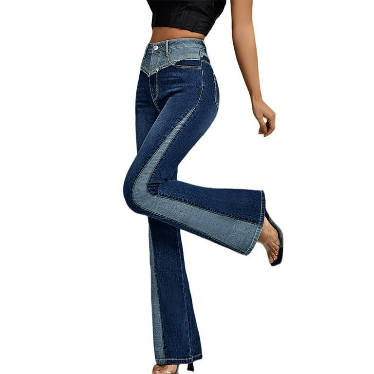 Casual Solid Patchwork Buttons High Waist Skinny Denim Jeans Casual Solid Patchwork Buttons High Waist Skinny Denim Jeans