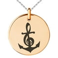 thumbnail image 1 of Stainless Steel Nautical Music Is My Anchor Treble Clef Engraved Small Medallion Circle Charm Pendant Necklace, 1 of 1