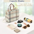 thumbnail image 5 of FORMRS Womens Corduroy Tote Bag Crossbody Shoulder Handbag with Pocket, Beige Plaid Pattern, 5 of 7