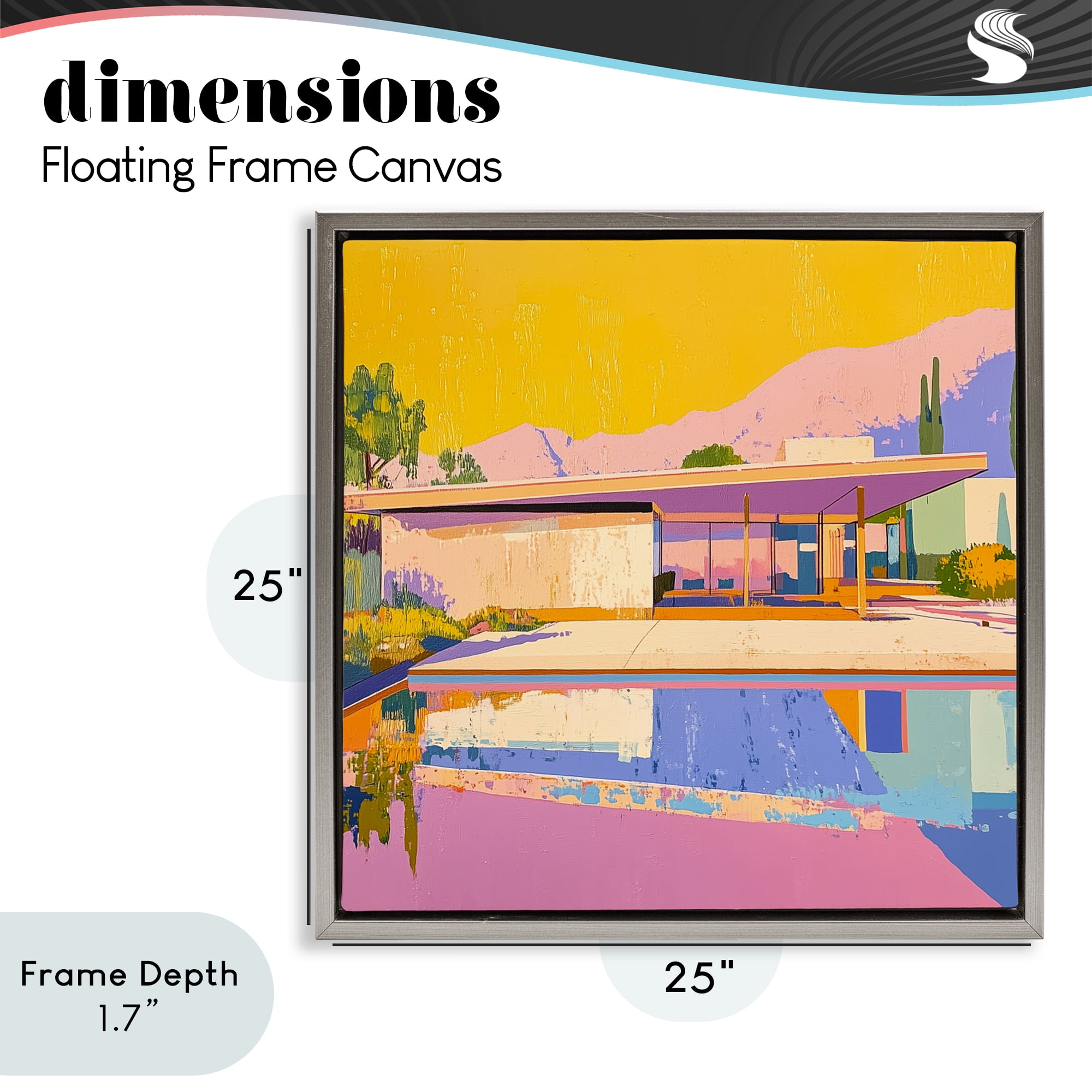 Stupell Industries Vivid Case Study House Gray Framed Floater Canvas Wall Art, design by Walker Noble