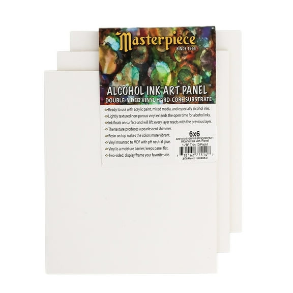 Masterpiece Alcohol Ink Art Panels - 6" x 6", Pkg of 3