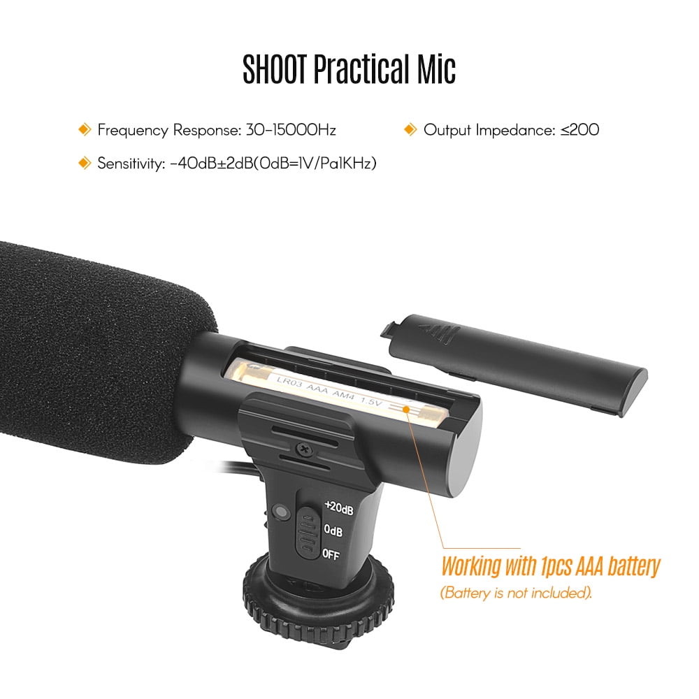 SHOOT XT451 Portable Condenser Stereo Microphone Mic with 3.5mm Jack