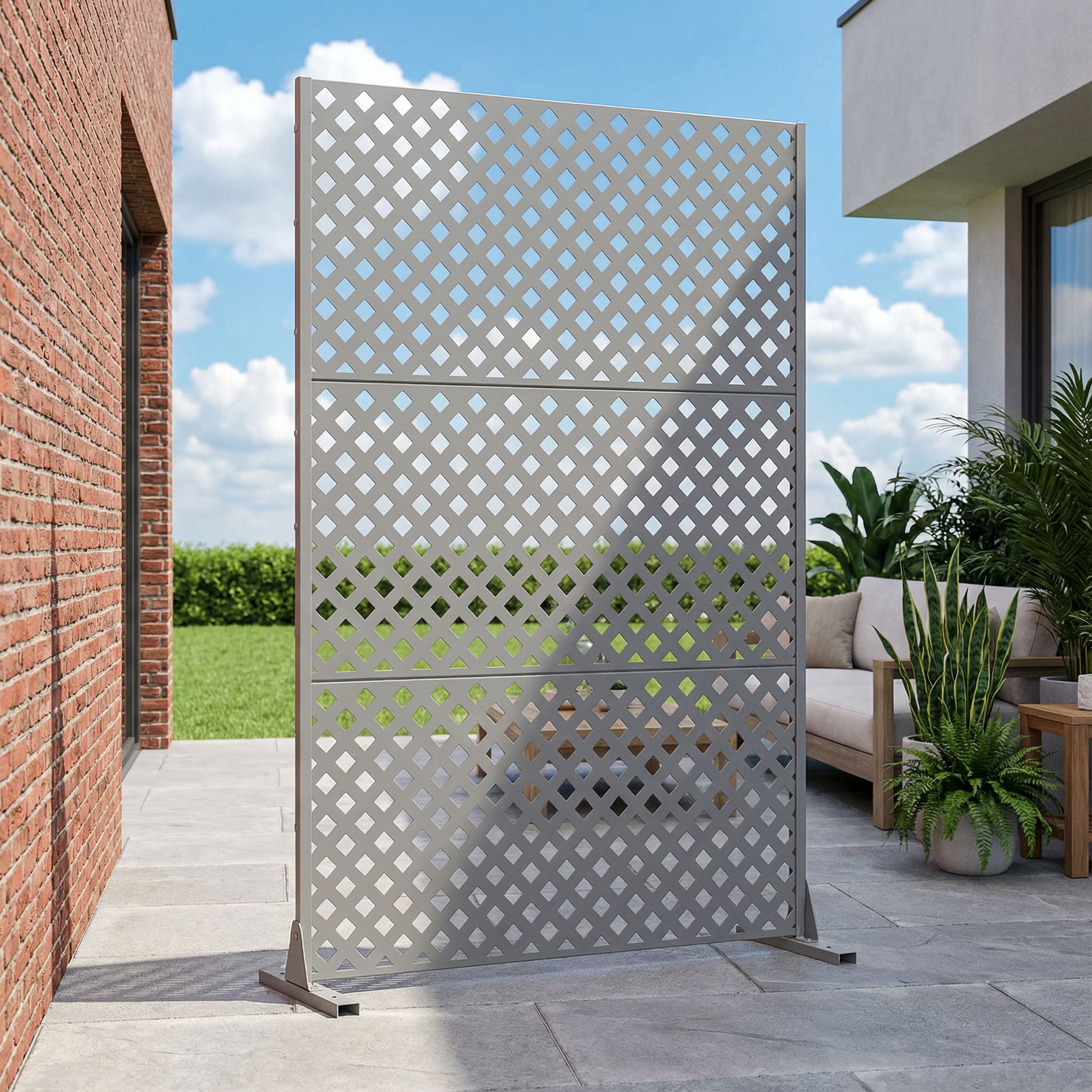 MAYEERTY 72*47in Outdoor Privacy Screen, Horizontal Slat Metal Privacy Panel, Pool Privacy Divider for Patio, Balcony