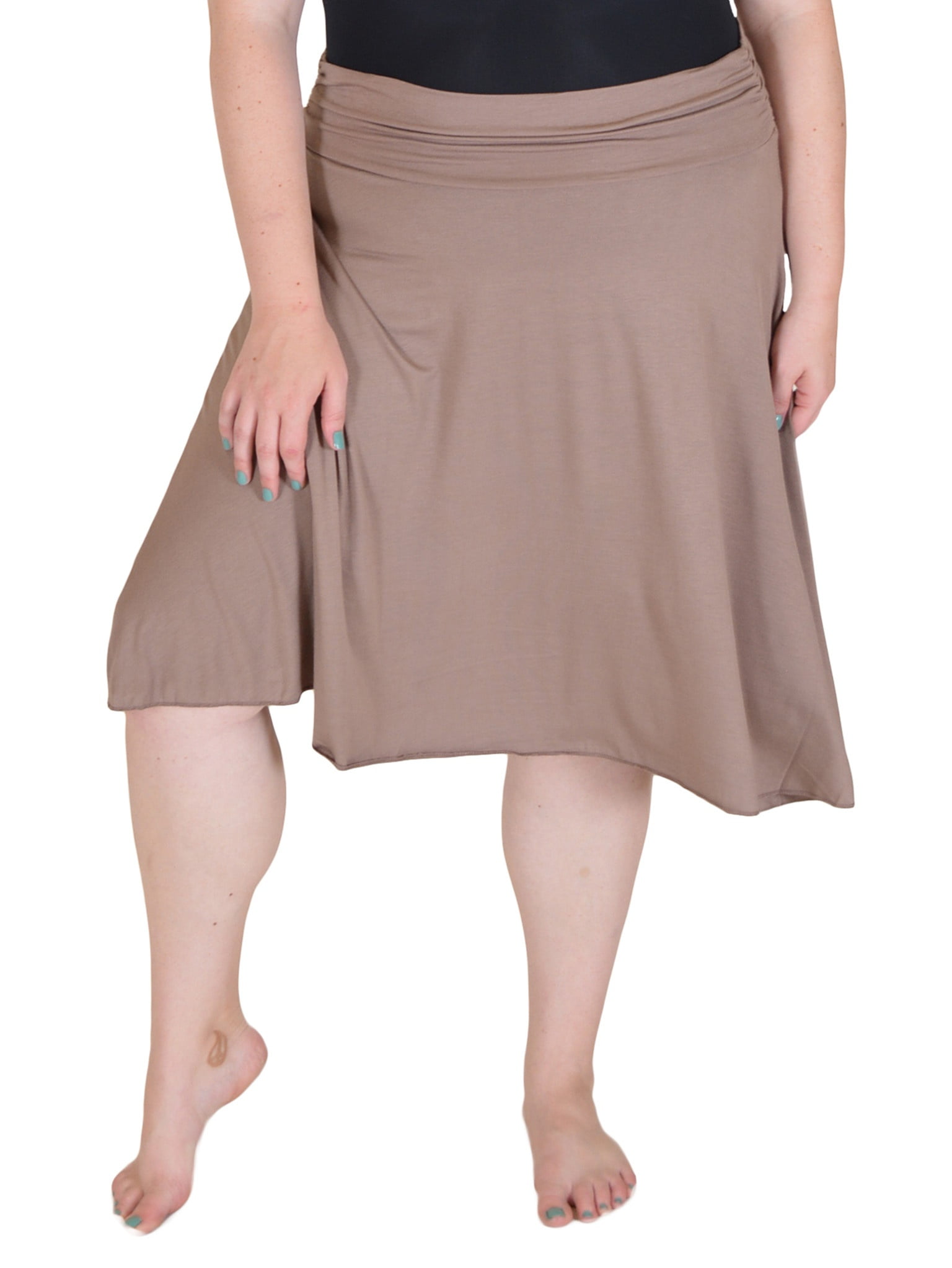 Plus Size Knee Length Flowy Skirt XXLarge (1618) / Beige
