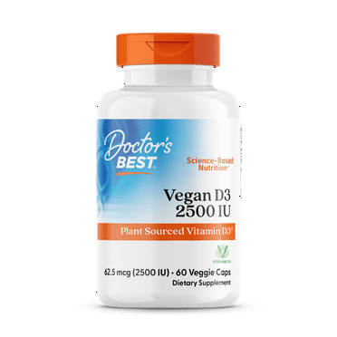 Doctor's Best Vitamin D3 2500IU with Vitashine D3, Non-GMO, Vegan, Gluten Free, Soy Free, Regulates Immune Function, Supports Healthy Bones, 60 Veggie Caps