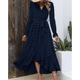 thumbnail image 4 of FreshPretty Womens Boho Cocktail Maxi Dress Fall Fashion V Neck Long Sleeve Swiss Dot Flowy Slit Wedding Guest Dresses, 4 of 6