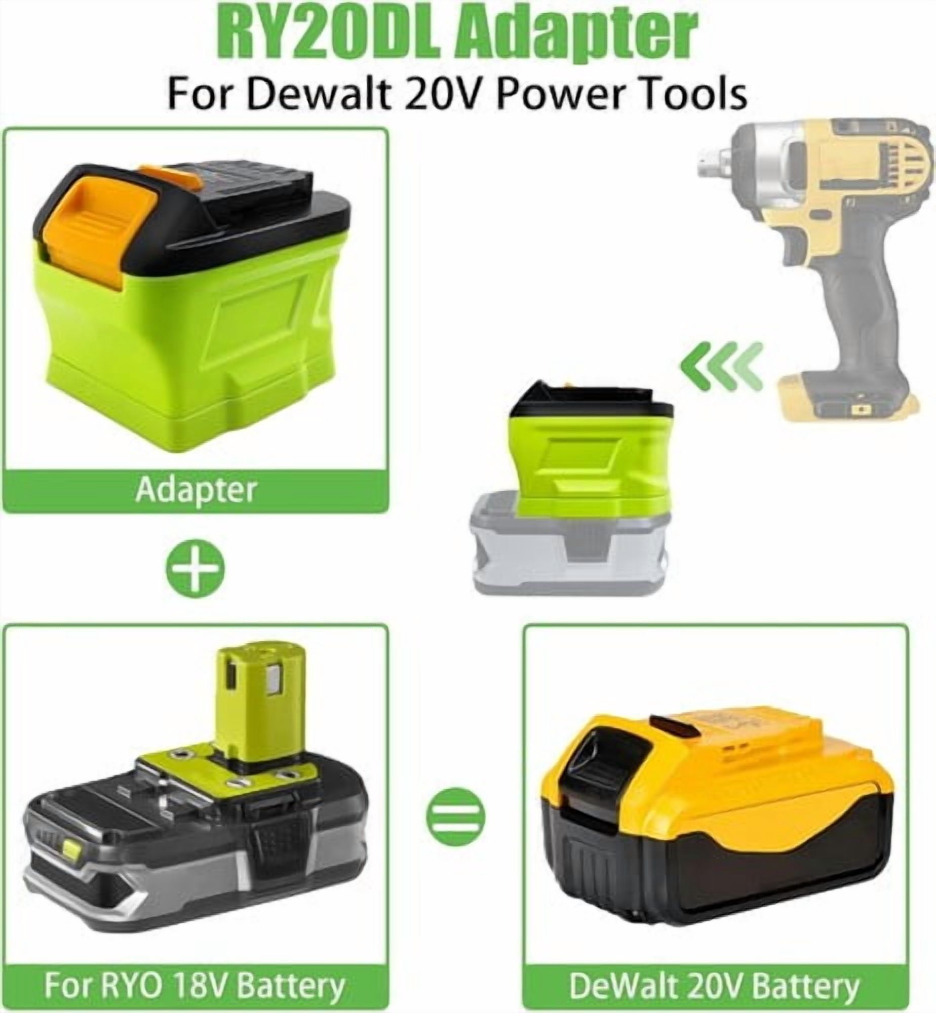 Battery Adapter for 18v Ryobi 18v  Li-ion Battery Convert to dewalt 18V 20v max BatteryDCB200