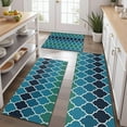 thumbnail image 2 of Blue Green Checkered Pattern Kitchen Rugs Sets Of 3,Kitchen Runner Rugs Non Skid Washable,Decorative Kitchen Floor Mats for Kitchen,Sink,Laundry,17"x30"+ 17"x47" + 17"x59", 2 of 6