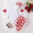 thumbnail image 7 of Bjutir Valentines Day Outfit Toddler Baby Girls Long Sleeve Letter Romper Bodysuit Heart Prints Bell Bottoms Pants Outfits For 6M, 7 of 7