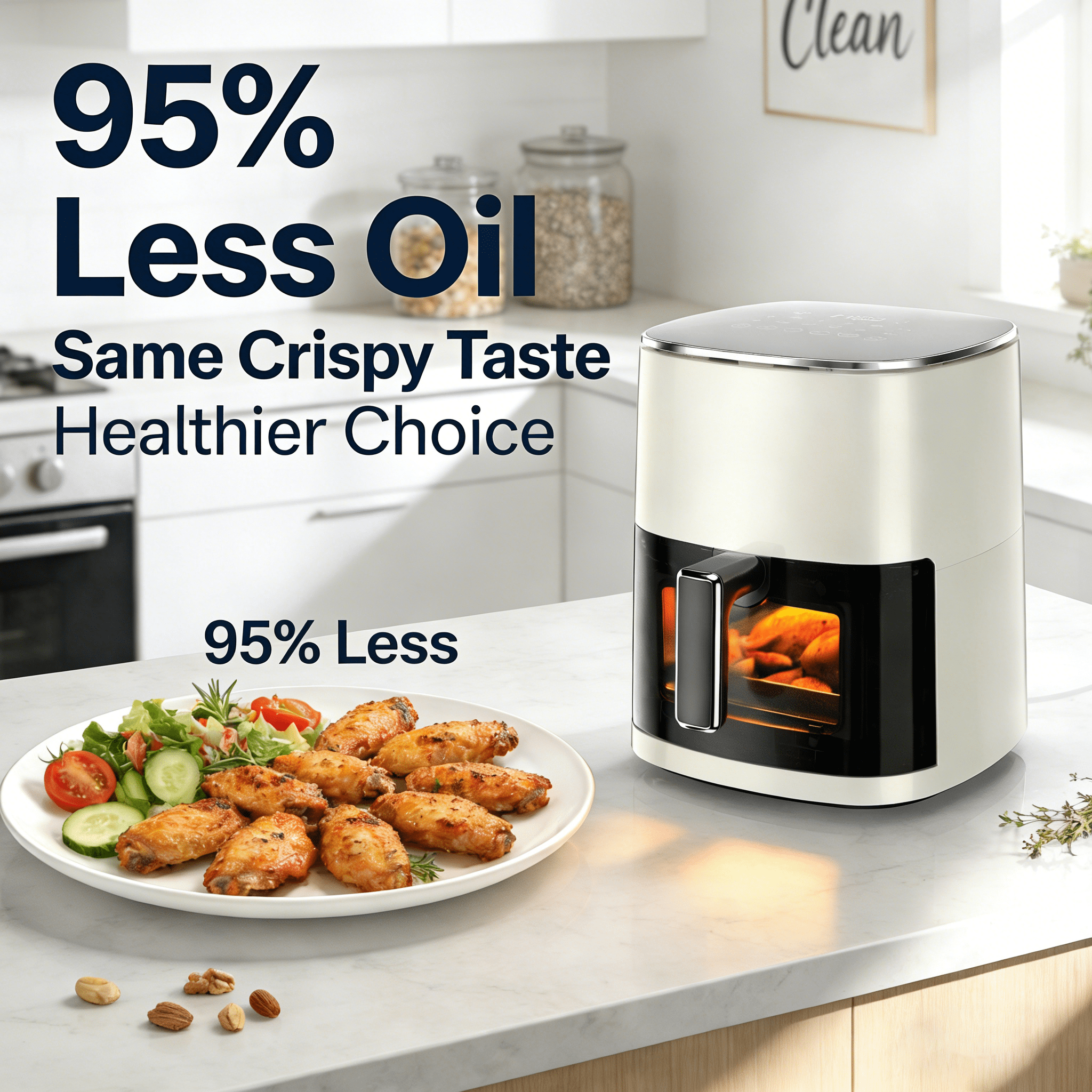 Aidoly 12-in-1 Air Fryer, 6-Quart Family Size Multi-Function for Roast, Bake, Broil, Dry, Proof, Reheat and More, with Viewing Window & 12 Cooking Modes, Beige
