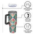 thumbnail image 4 of 40oz Pioneer Flower Floral Print Pattern Insulated Tumbler with Handle, BPA-Free Leak Proof Lid and Straws, Double Wall Vacuum, Hot 12h/Cold 34h, 4 of 6
