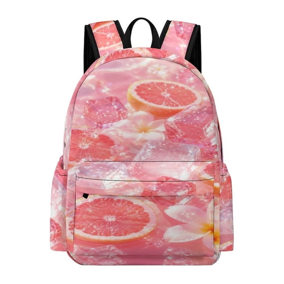 BCIIG Grapefruit Plumeria Ice Water Pattern Printed Oxford Backpack, Large Capacity Laptop Backpack, Water Resistant, Travel Daypack for College Work Commuting Adults,