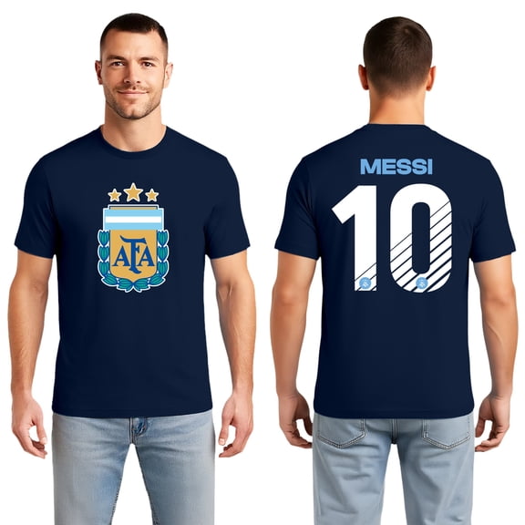 Icon Sports Official Argentine Football Association Lionel Messi Cotton T-Shirt - Unisex Adult - AFA699CT Navy L