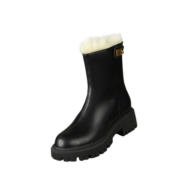 Botas de invierno para mujer, botines antideslizantes, suela gruesa, botas cortas informales, zapatos Negro Zulema botas de nieve