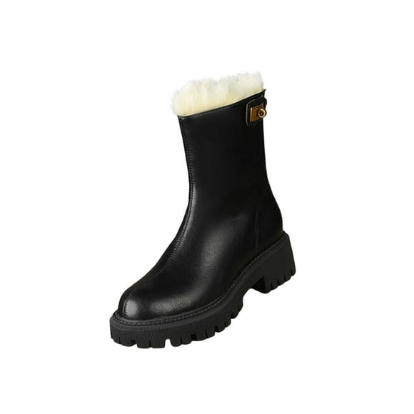 Botas de invierno para mujer, botines antideslizantes impermeables, zapatos informales de suela gruesa Negro Yuyangstore botas de nieve