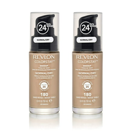 Revlon Colorstay Makeup Foundation for Normal To Dry Skin, #180 Sand Beige (Pack of (Best Foundation For Normal To Dry Skin 2019)
