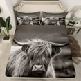 thumbnail image 2 of jejeloiu Gray Highland Cow Queen Sheet Sets,Rustic Farm Animal Flat Sheet,Country Farmhouse Cattle Queen Fitted Sheet For Adult,Ultra Soft Home Decor,4 Pieces, 2 of 7