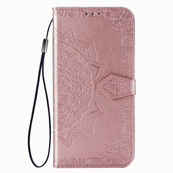 Allytech Samsung Galaxy S20 FE 5G Wallet Phone Case, Mandala Embossing PU Leather Flip Phone Case ID Card Slots and Stand Magnetic Closure Shockproof Cover for Samsung Galaxy S20 FE, Rosegold