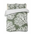 thumbnail image 2 of Quilts King Size, Dark Green Coral Coastal Soft Comforter Bedding Set for Bed, White Summer Beach Seaside Ocean Lightweight Quilted Bedspread with Pillow Cover(2 Pieces) for All Season, 96x106 Inch, 2 of 9