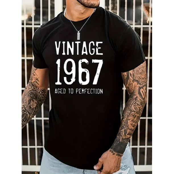 Camiseta de manga corta con cuello redondo y estampado de letras "Envejecido a la perfección" de 1967. Camiseta informal de verano cómoda para hombre. Para adultos, hombres, mujeres, adolescentes, jóv