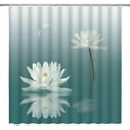 thumbnail image 2 of Spa Lotus Shower Curtain White Lotus Flower Dragonfly Teal Blue Water Lily Floral Japanese Style Relax Nature Bathroom Decor Fabric Bathroom Sets with Hooks, 2 of 3