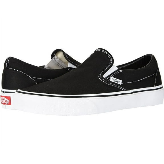Vans Unisex Classic Slip on Canvas Shoes - Black /White - 5 Women/3.5 Men