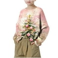 thumbnail image 5 of Lorytime Kids Sweatshirt Girls Boys Christmas Tree Shirt Crew Neck Long Sleeve Pullover Drop Shoulder Cute Tops Pink 170, 5 of 8