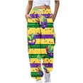 thumbnail image 3 of QATAINLAV Gifts for Mom Bound Ankle Pants with Pockets for Women Mardi Gras Mask Print Drawstring Sweatpants Casual High Waisted Jogger Pants Carnival Clothes Multicolor XL, 3 of 5