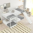 thumbnail image 2 of Euroco Metal L-Shaped Quadruple Bunk Bed with Slide, 2 Twin Beds and 2 Full Beds for Kids Teens Bedroom, White, 2 of 12
