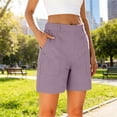 thumbnail image 2 of GigrtiJin Womens Tailored Shorts Knee Length Straight Leg Shorts Elastic High Waisted Solid Color Workwear Shorts with Pockets, 2 of 4