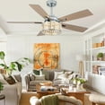 thumbnail image 5 of Bella Depot 52" Modern Silver Crystal Ceiling Fan 6-Speed Reversible with Light and Remote Control, 5 of 12