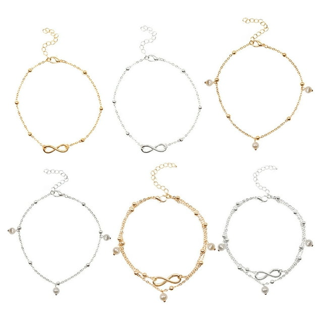 Girls Anklet Exquisite Simple Style Foot Chain Charming Foot Decoration Creative Jewelry Ornament Feet Chains for Dress Decor Pearl silver