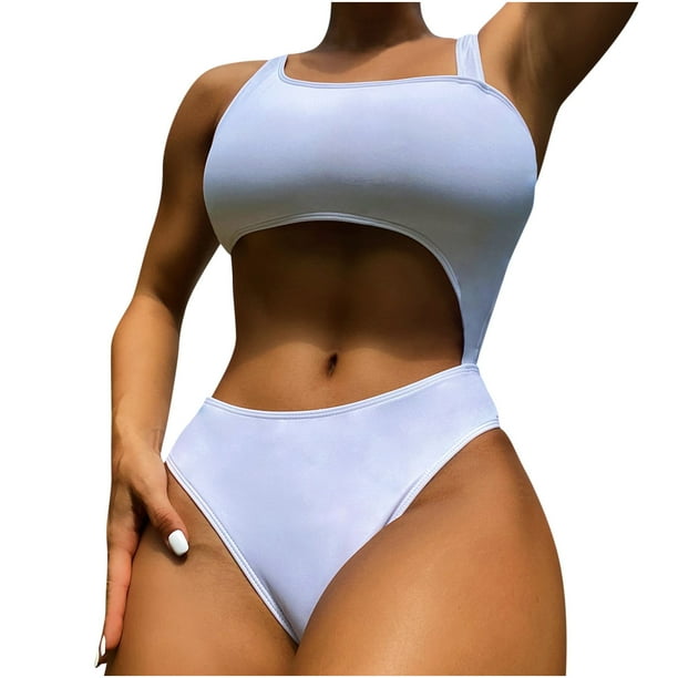 Tawop One Piece Swimsuit Shorts Women Solid Open Back Hollow One Piece