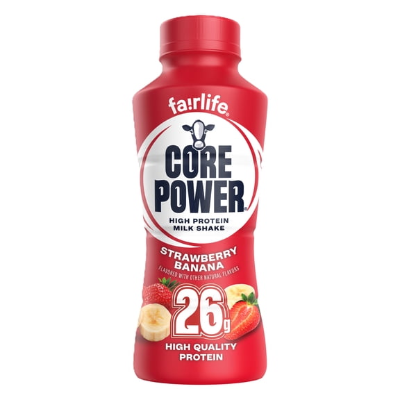 Core Power Protein Shake with 26g Protein by fairlife Milk, Strawberry Banana, 14 fl oz