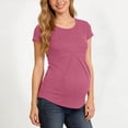 thumbnail image 5 of Axiiglly Maternity Shirts Short Sleeve Crew Neck Pleated Stretch Pregnancy T-Shirts Soft Comfortable Plus Size Tee for Women, S-4XL, 5 of 9
