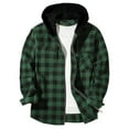 thumbnail image 4 of yardsong Plaid Jackets Men Flannel Jacket Fall Long Sleeve Button Down Hoodie Lightweight Casual Shirts Coat Outerwear Green,M, 4 of 4