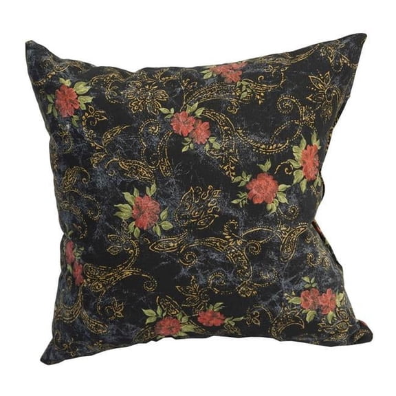 Blazing Needles 9910-S1-ID-019 17 in. Jacquard Throw Pillows with Inserts, Midnight Rosebud