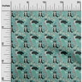 thumbnail image 2 of oneOone Georgette Viscose Teal Green Fabric Floral & Puppies Dress Material Fabric Print Fabric By The Yard 42 Inch Wide, 2 of 5