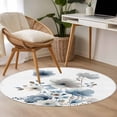 thumbnail image 4 of Blue Grey Floral Round Area Rug 3.3Ft Washable Circle Rugs for Dining Room Table, Watercolor Flowers Farmhouse Non-Slip Carpet Floor Mats Indoor Outdoor Carpet Runner Aesthetic Home Decor, 4 of 8