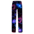 thumbnail image 5 of zbxnLI Plus Size Pajama Pants for Women Heart Printed Pjs Sleep Pants Comfort Waist Wide Leg Lounge Pants, 5 of 6