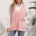 thumbnail image 2 of dazeni Sweater Vest Women Sleeveless V Neck Pullover Cable Knit Sweater Casual Solid Color Knit Sweater Vest with Pockets, 2 of 2