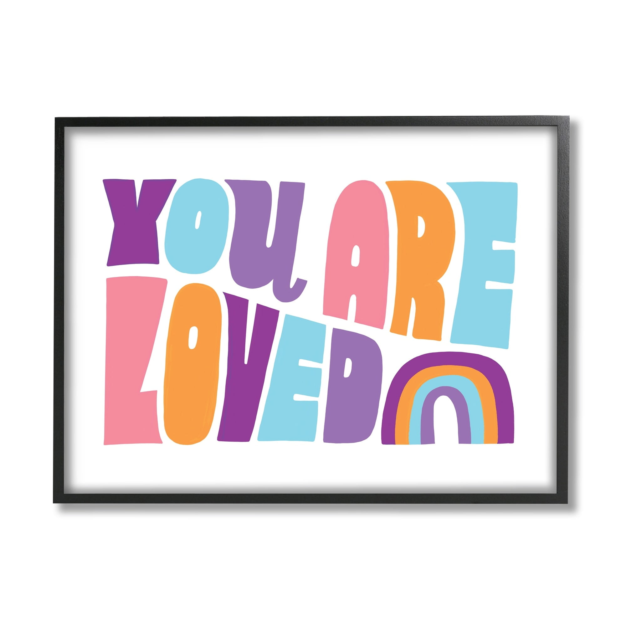 Stupell Industries You Are Loved Rainbow Icon Dynamic Text Retro Typography,20 x 16, Design by Loni Harris
