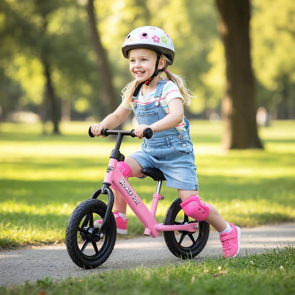 Pink Toddler Balance Bike, No Pedal Training Bicycle, Adjustable Seat and Handlebar, Lightweight Carbon Steel Frame