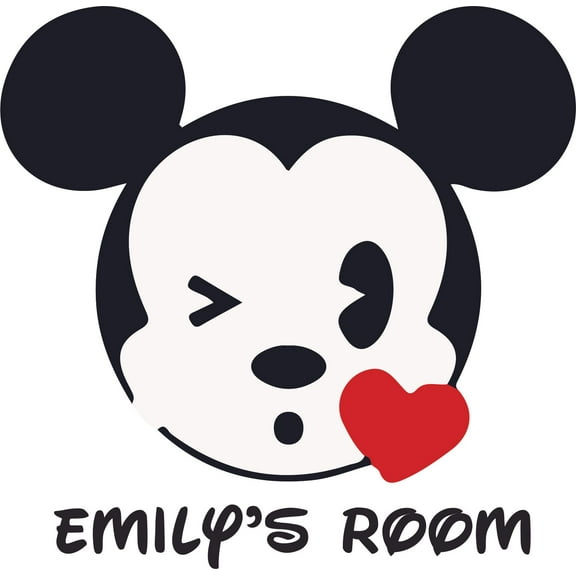 Micky Mouse Winking Vinyl Mural Customized Name Wall Decal - Custom Vinyl Wall Art - Personalized Name - Baby Girls Boys Kids Bedroom Wall Decal Room Decor Wall Stickers Decoration Size (30x30 inch)