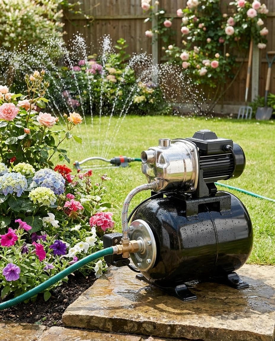 QinaQin Shallow Well Pump with Pressure Tank,Powerful 1.6HP 1320GPH High Flow,164ft Max Head,Stainless Steel Construction,Auto Pressure Switch for Home Farm ,Black