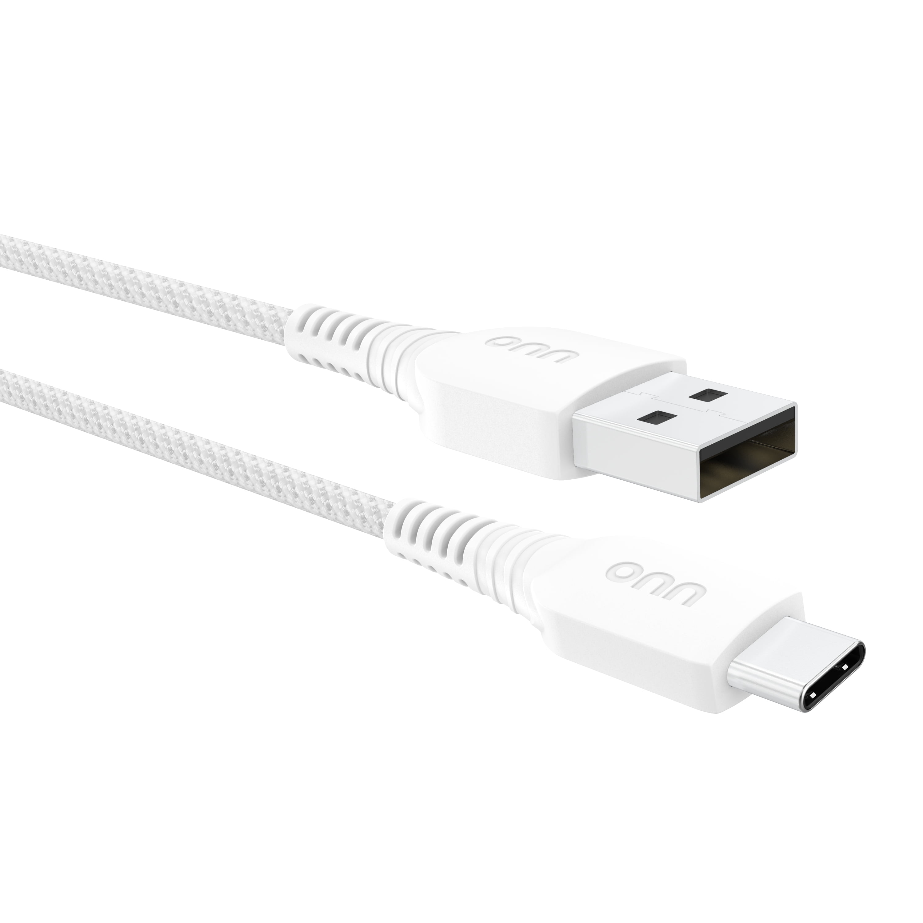 (2 pack) onn USB-C to USB-A 6-Foot Braided Charging Cable - White