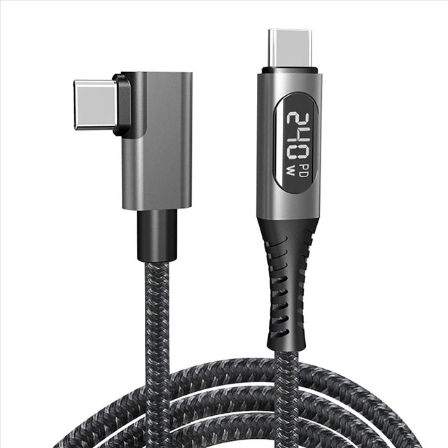 Cable de Carga Rápida USB4 Tipo C de 240 W con Pantalla Digital LED 8K@60Hz Cable de Datos de Transferencia de Datos de 40 Gbps en Ángulo Recto